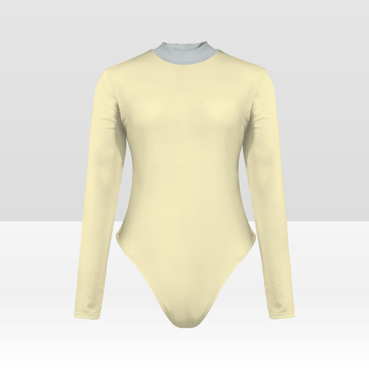 Vanilla Long Sleeve Open Back Swimsuit, One-Piece Surf Swimwear, Front Lined, Removable Padding