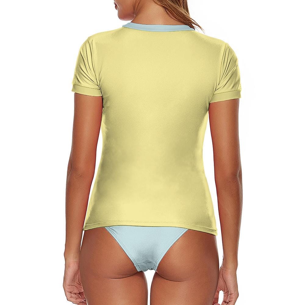 Short Sleeve Rash Guard & Briefs Tankini | Vanilla and Blue