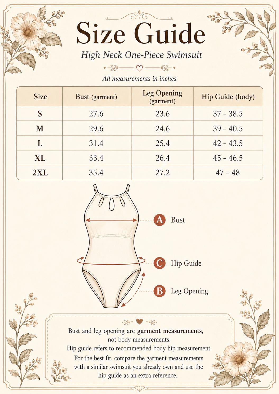 Halter Keyhole Cut-Out One-Piece Swimsuit, Lace-Up Back & Tummy Control, Brown Vintage Florals