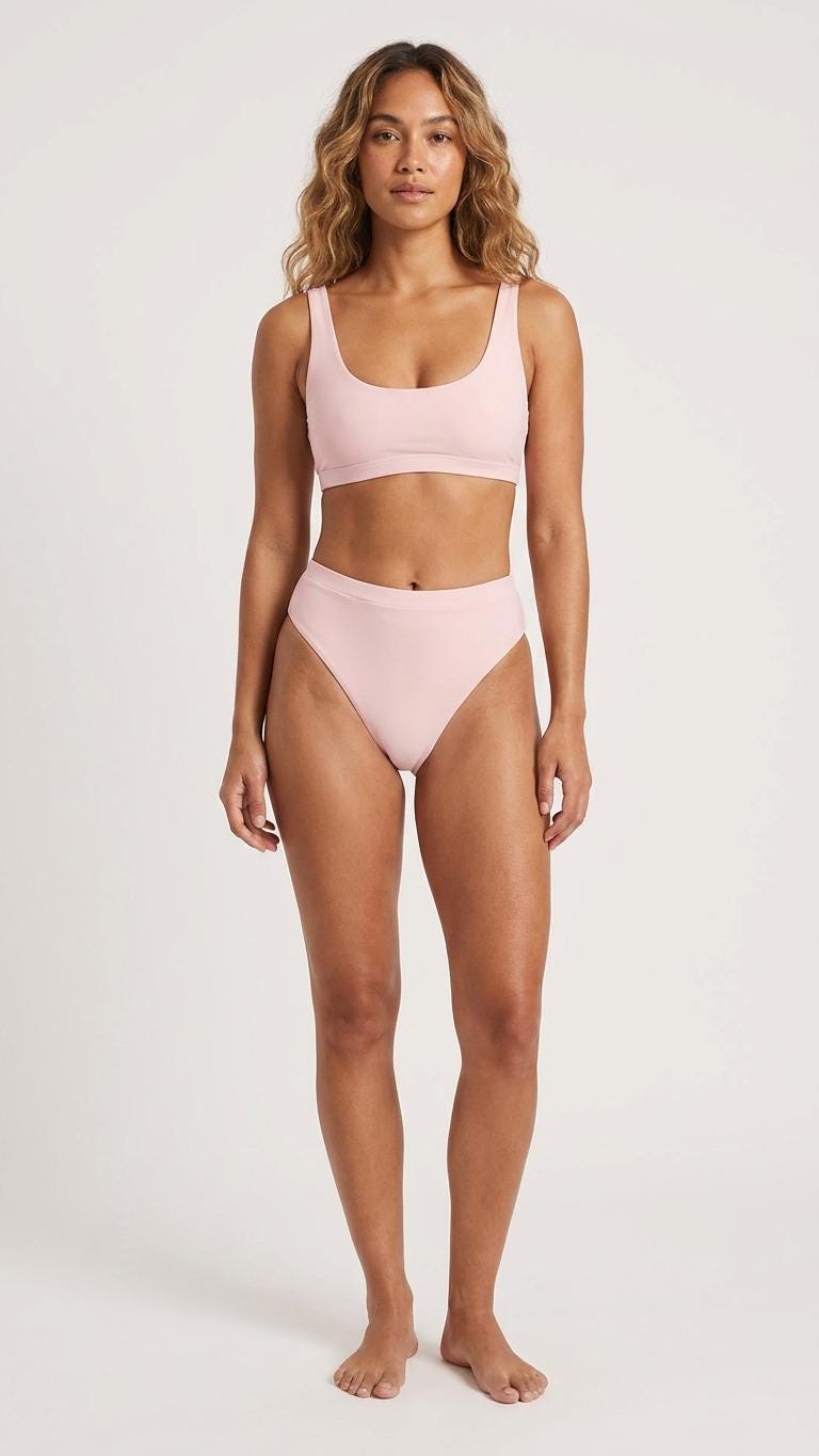 Pink Sporty Sexy Bikini – High-Waisted Swimsuit, Scoop-Neck Crop-Top, Flattering High-Leg