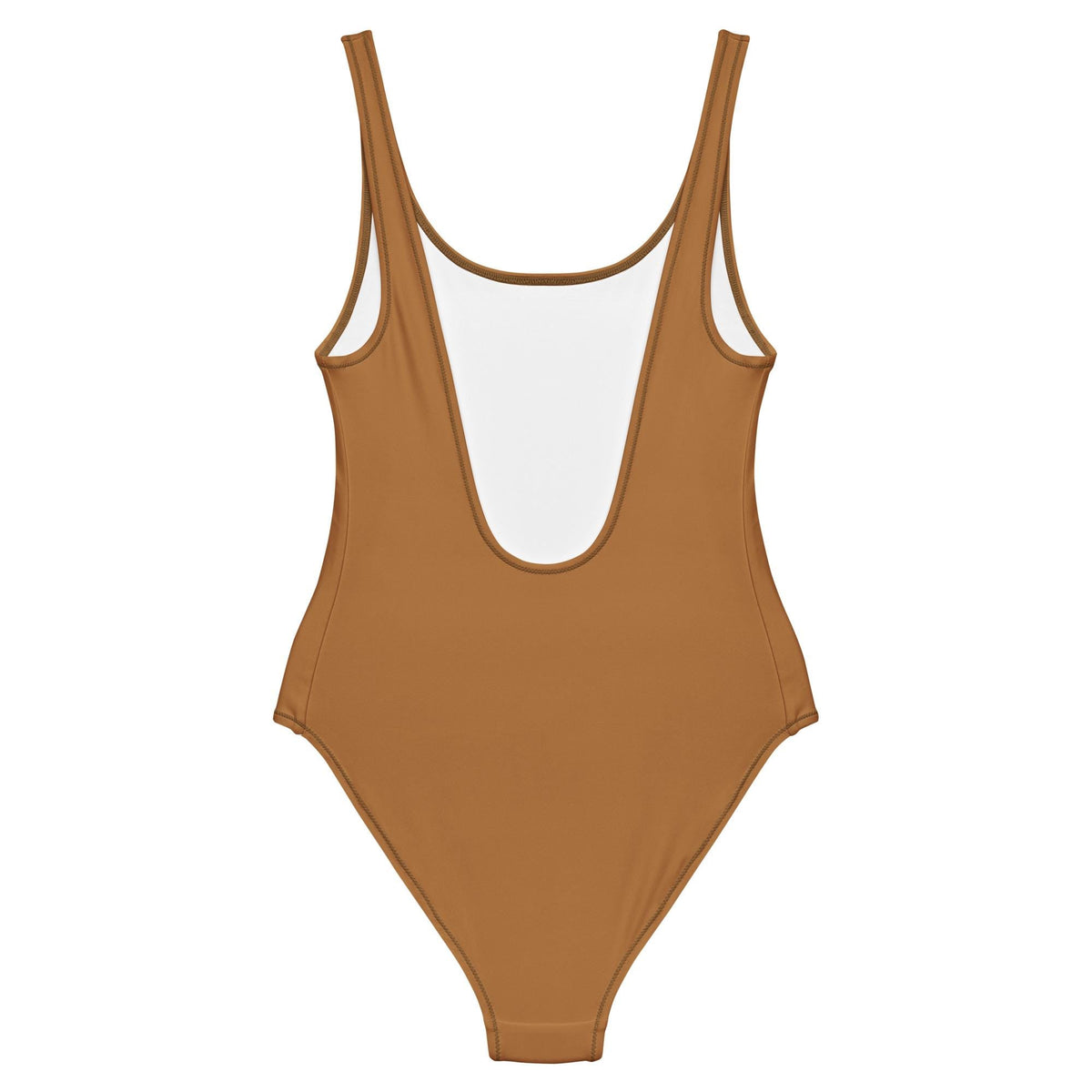 Caramel Brown One-Piece Swimsuit, Classic Tank Bathing Suit