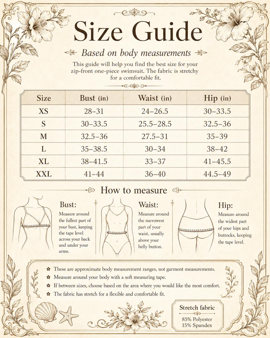 Lightweight Vanilla One-Piece Swimsuit, Zip Front, High Leg, Rash Guard- Unlined