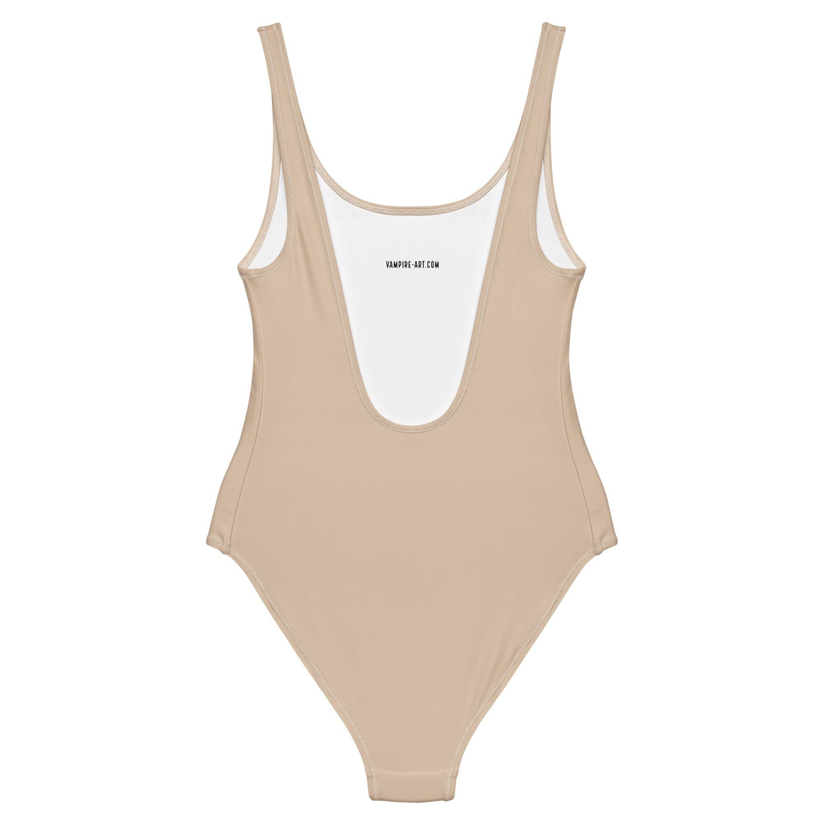 Nude Backless One-Piece Swimsuit, Soft Beige Classic Active Flattering XS-3XL