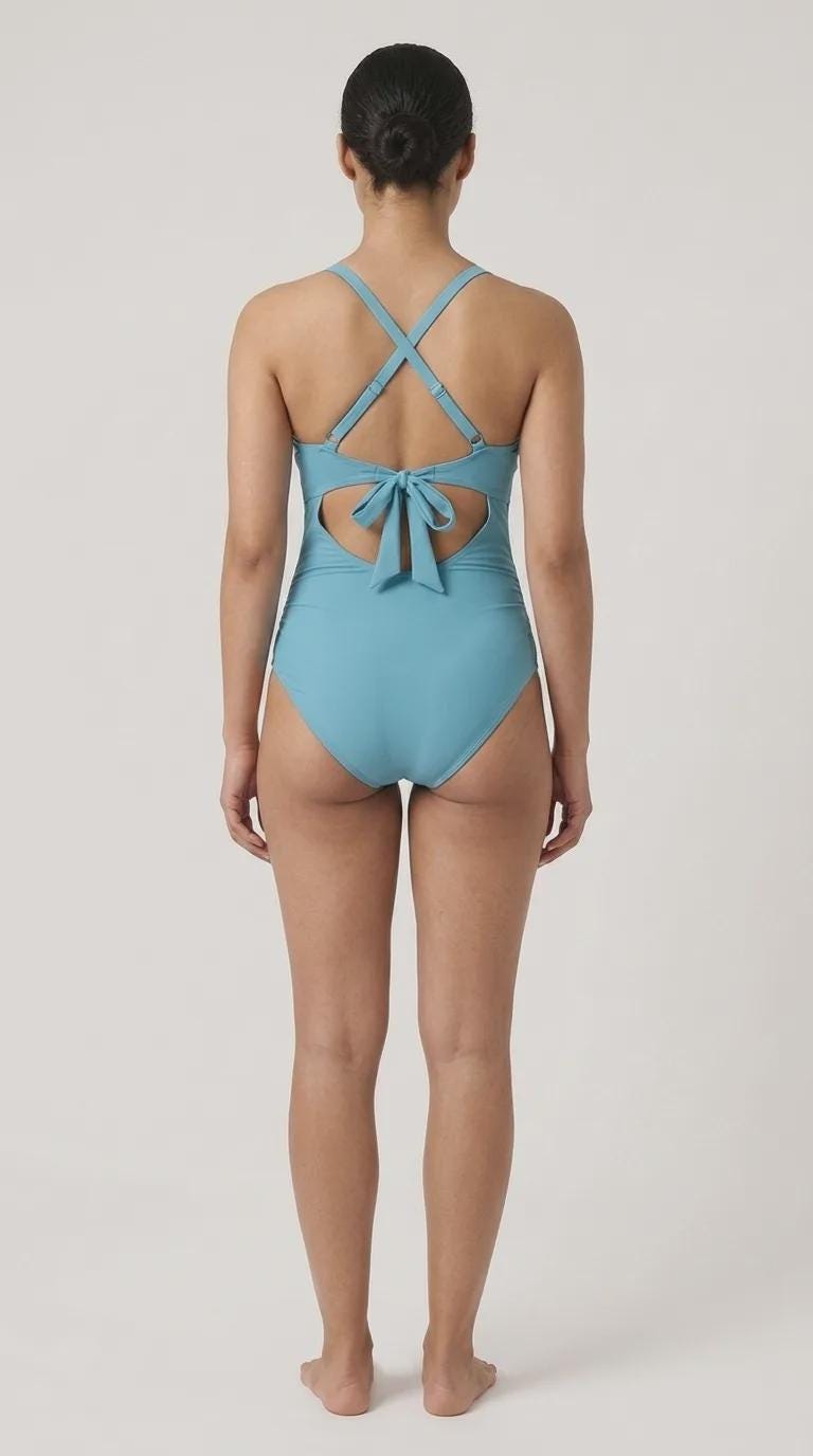 Azure Blue Cut-Out One-Piece Swimsuit, Lace-Up Back & Ruching, Pin-Up Vibes