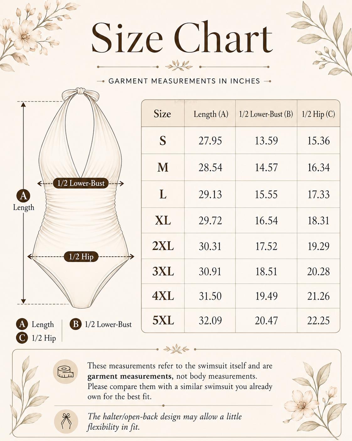 Vintage-Inspired Plunge One-Piece Swimsuit – Countryside Chic, Deep V Backless Design, S–5XL, Buttermilk