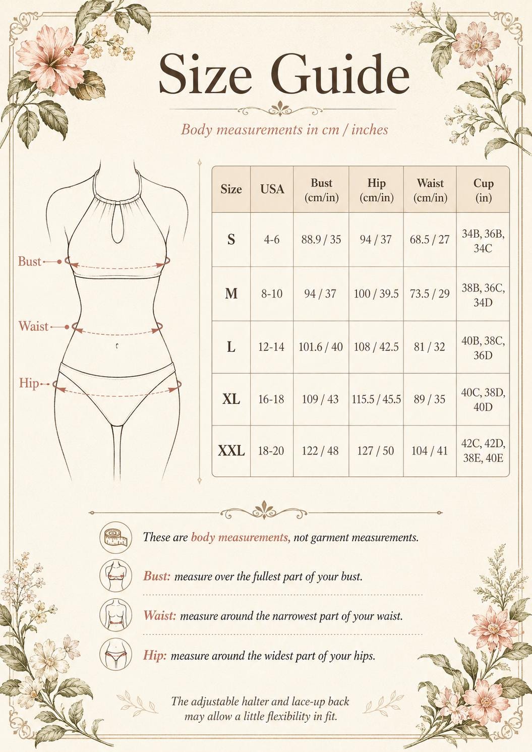 Halter Adjustable Keyhole Cut-Out Bikini Set with Lace-Up Back | Vanilla Beige