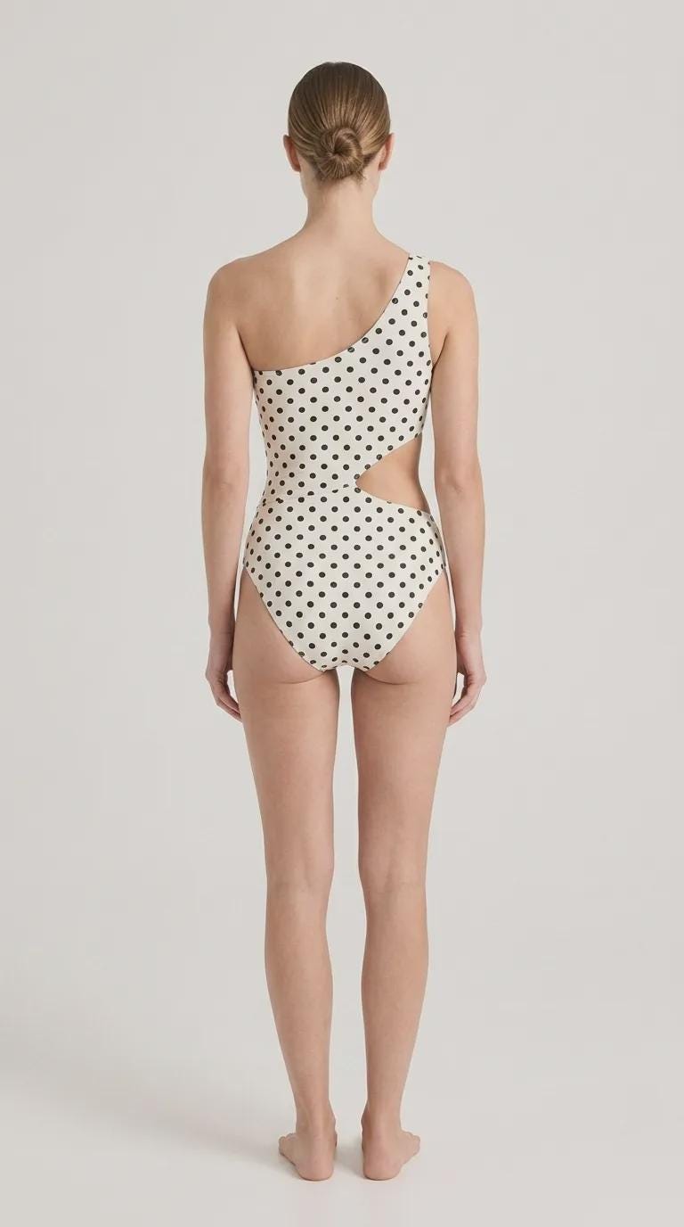 One-Shoulder Cutout One Piece Swimsuit: Retro Delicate Polka Dots