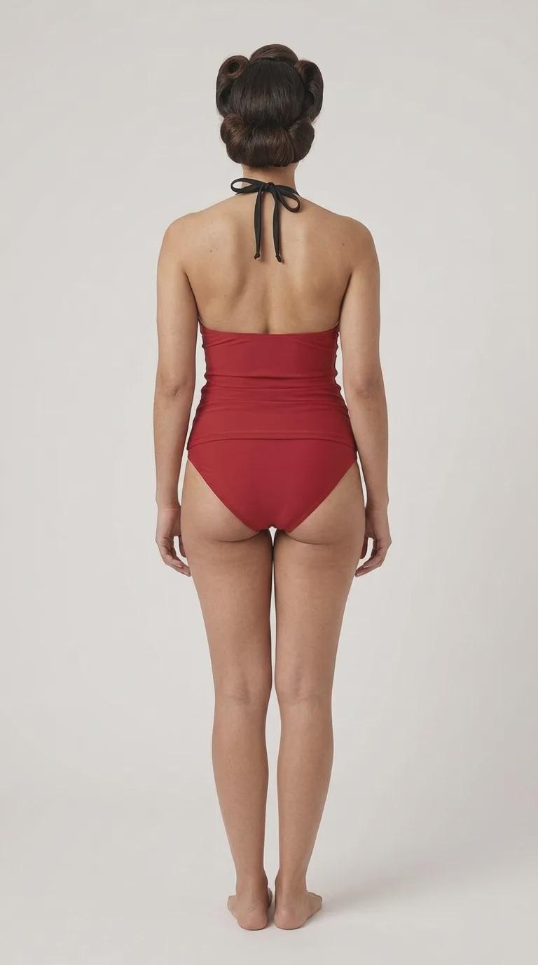 Retro Chic Classic Active Split Surf Tankini Swimsuit - Burgundy & Other Colours
