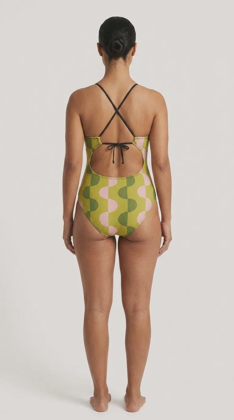 Halter Keyhole Cut-Out One-Piece Swimsuit, Lace-Up Back, Ruching, Mod Green