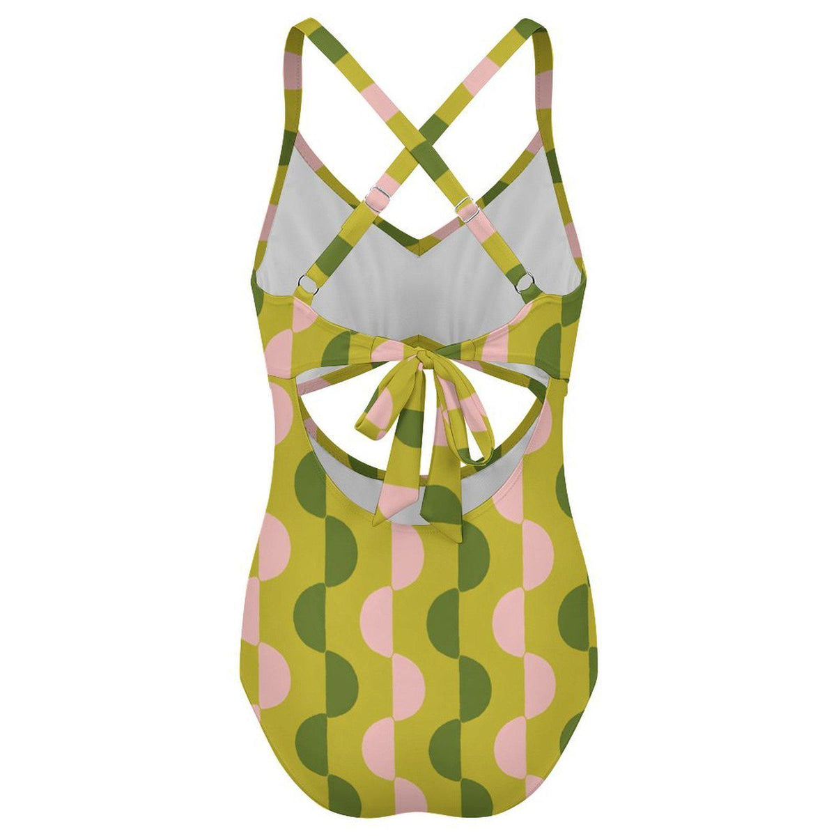 Mod Green Cut-Out One-Piece Swimsuit, Lace-Up Back & Ruching, Pin-Up Vibes