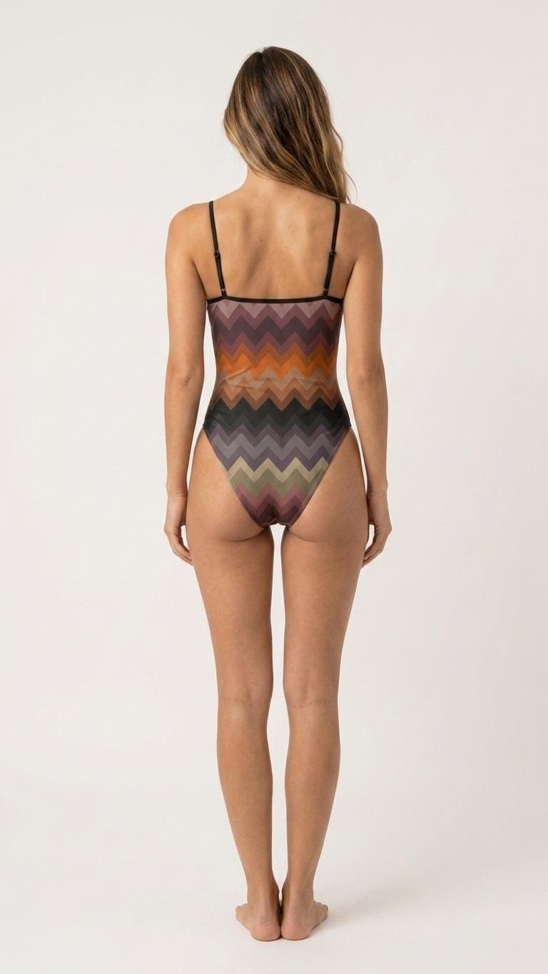 Deep V-Neck Plunge One Piece Swimsuit with Adjustable Straps