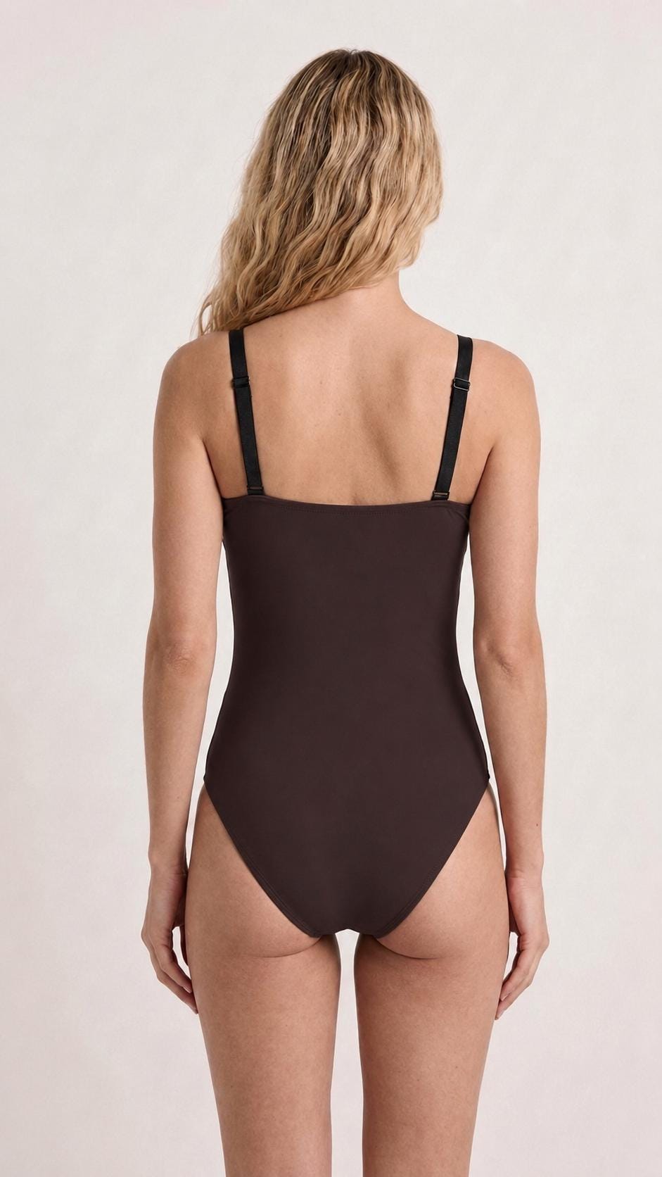 Retro Ruched Supportive Lined One-Piece Swimsuit, Espresso Brown