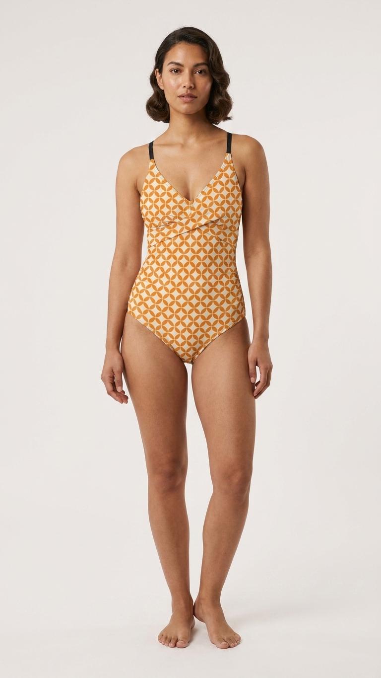 Retro One-Piece Swimsuit, Ruched Wrap-Front Bathing Suit, Backless Cross Strap Swimwear, Vintage-Inspired Swimsuit