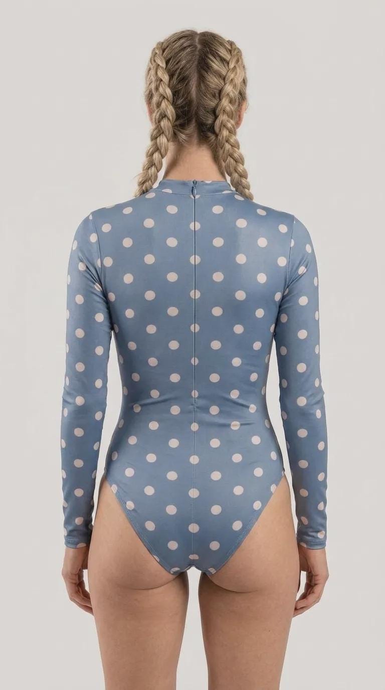 Wild Swimming Spotty Sporty Back Zipper One-Piece Swimsuit, Long-Sleeve Surf Nature-Inspired Colours