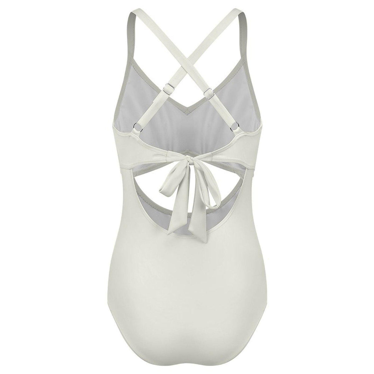 Off-White Cut-Out One-Piece Swimsuit, Lace-Up Back & Ruching