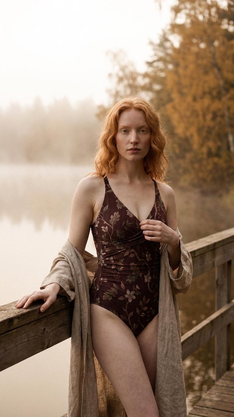 Retro One-Piece Swimsuit, Ruched Wrap-Front Bathing Suit, Cross Strap Swimwear, Brown Vintage Florals