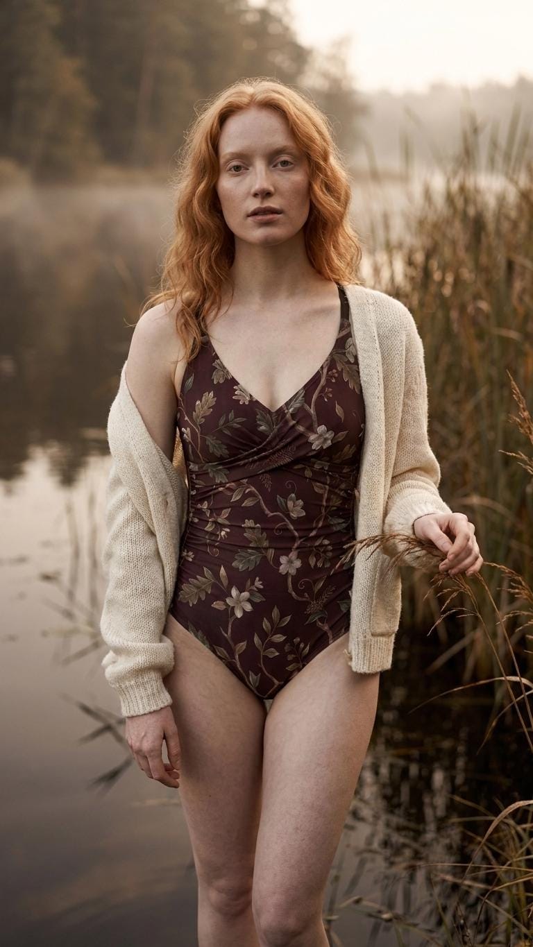 Retro One-Piece Swimsuit, Ruched Wrap-Front Bathing Suit, Cross Strap Swimwear, Brown Vintage Florals