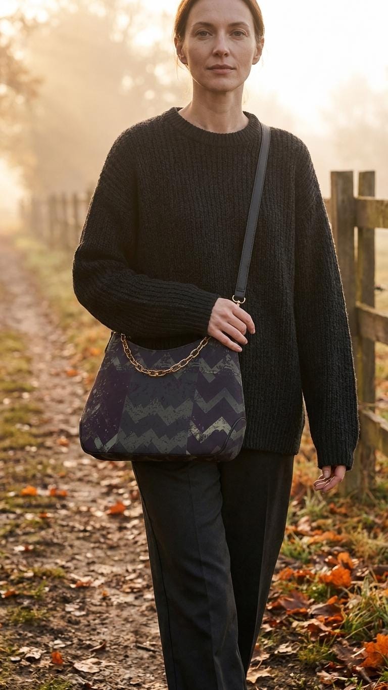 Grunge Houndstooth Printed Shoulder Bag, Vegan Leather Handbag with Chain