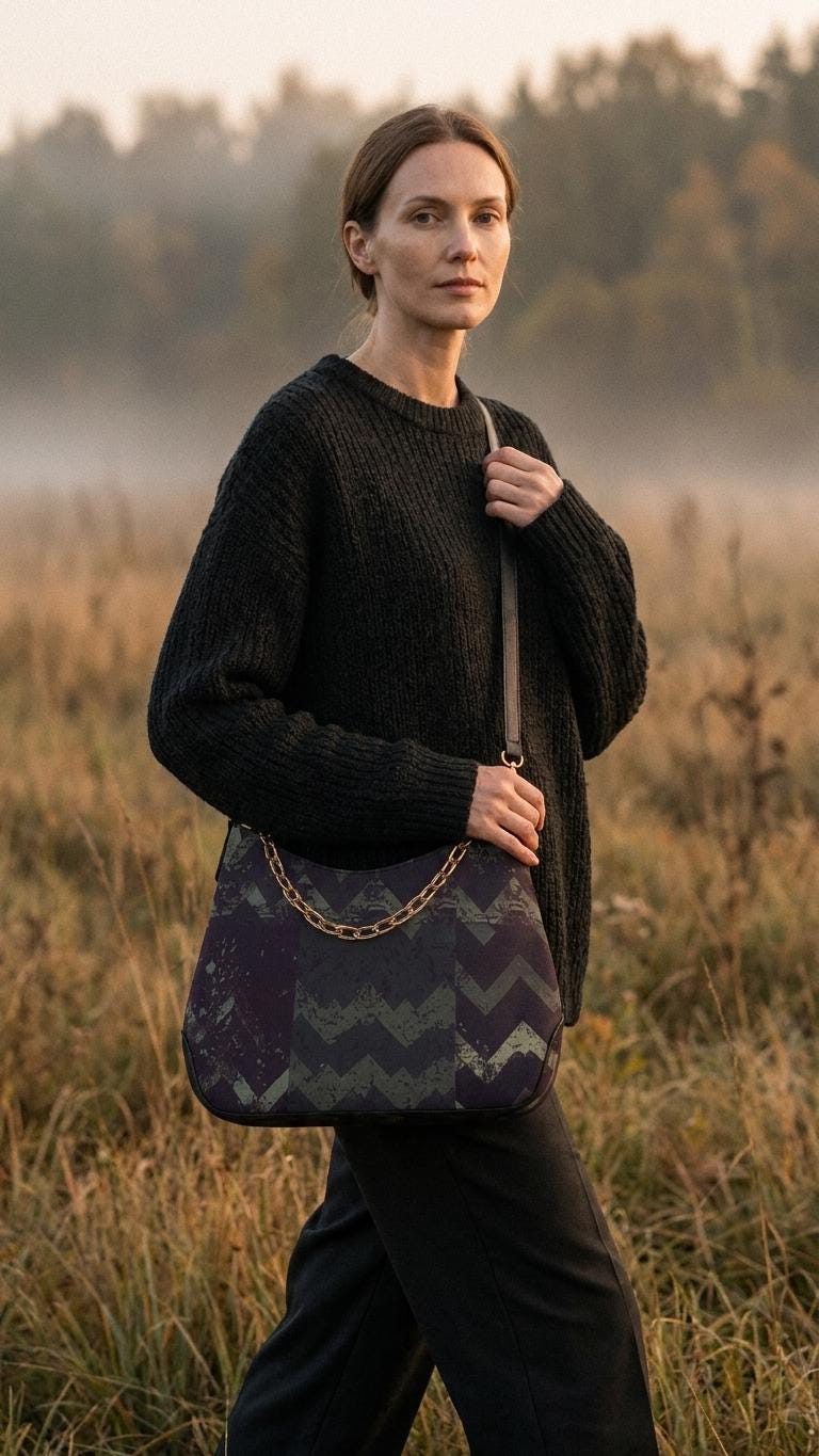 Grunge Houndstooth Printed Shoulder Bag, Vegan Leather Handbag with Chain