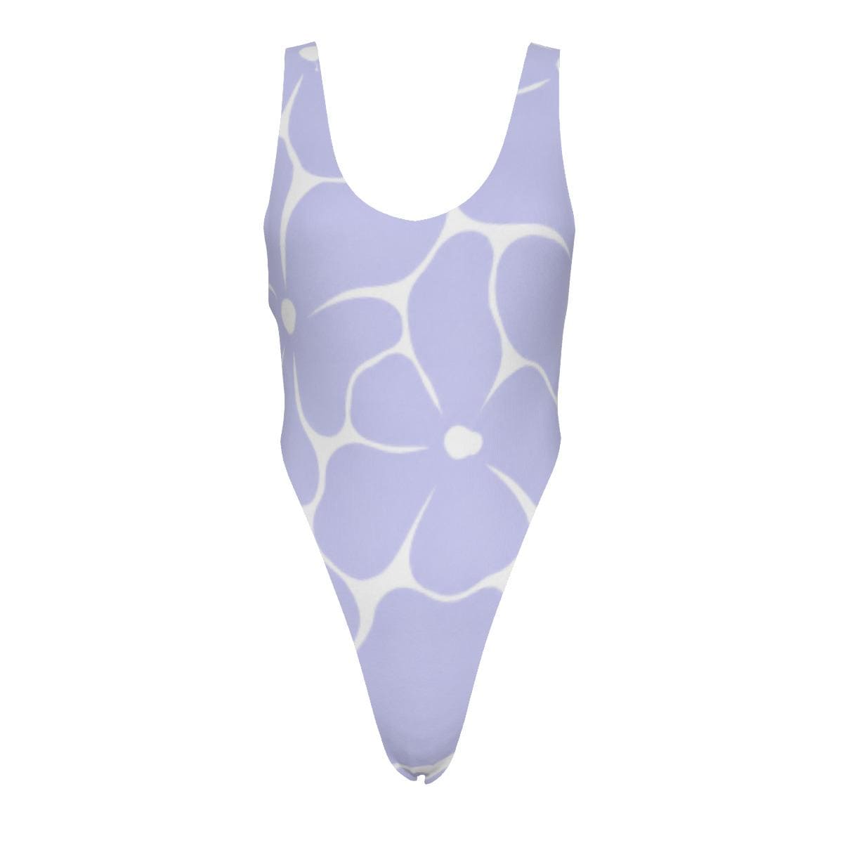 Classic One-Piece Swimsuit – Cheeky High-Leg, Flattering Cut – Retro Violet Florals