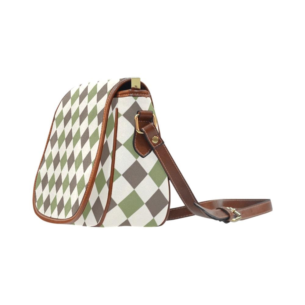 Vintage Saddle Crossbody Bag, Retro Boho Shoulder Purse - Harlequin