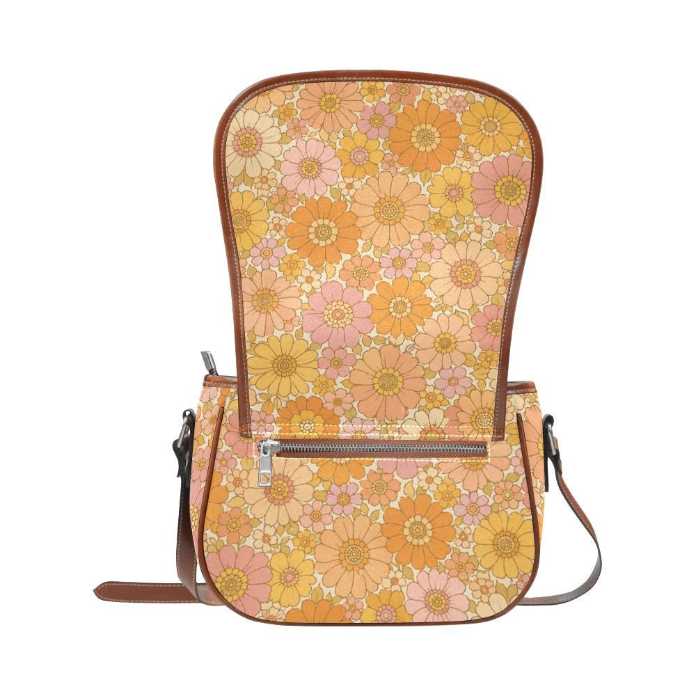 Vintage Saddle Crossbody Bag, Retro Boho Shoulder Purse - Faded 1970s Memories