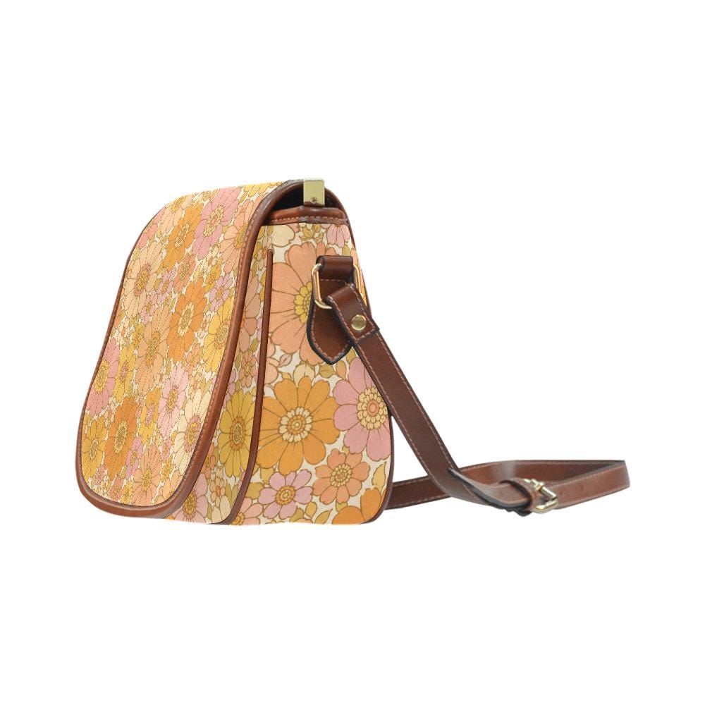 Vintage Saddle Crossbody Bag, Retro Boho Shoulder Purse - Faded 1970s Memories
