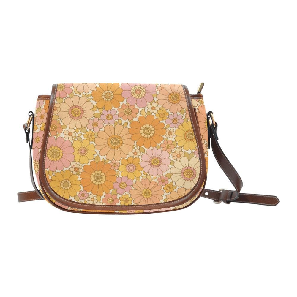 Vintage Saddle Crossbody Bag, Retro Boho Shoulder Purse - Faded 1970s Memories