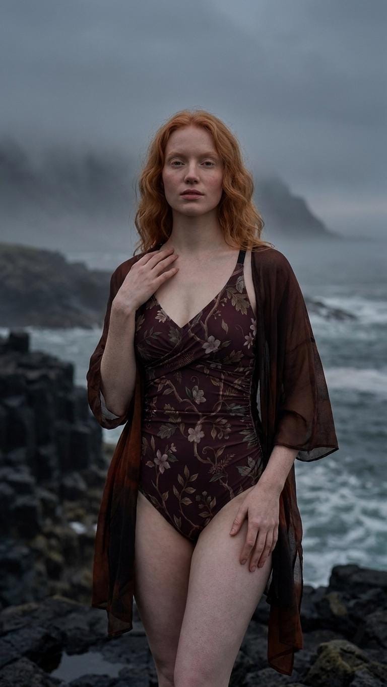 Retro One-Piece Swimsuit, Ruched Wrap-Front Bathing Suit, Cross Strap Swimwear, Brown Vintage Florals