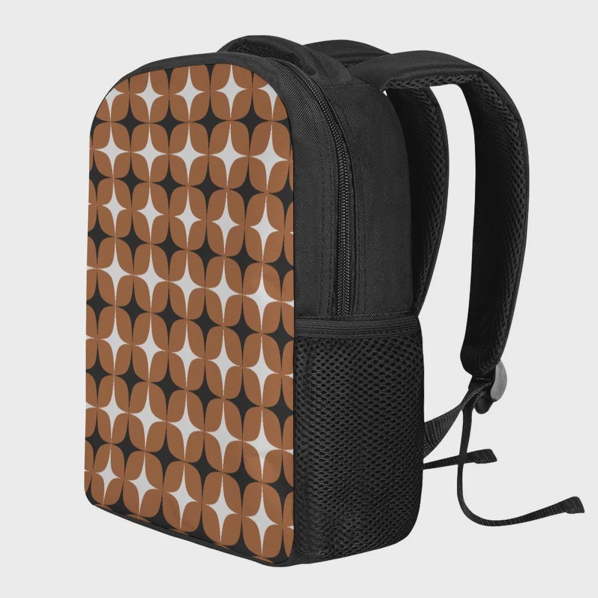 Vampire Art Mid Century-Inspired Student Backpack available in 3 sizes - Terracotta Brown