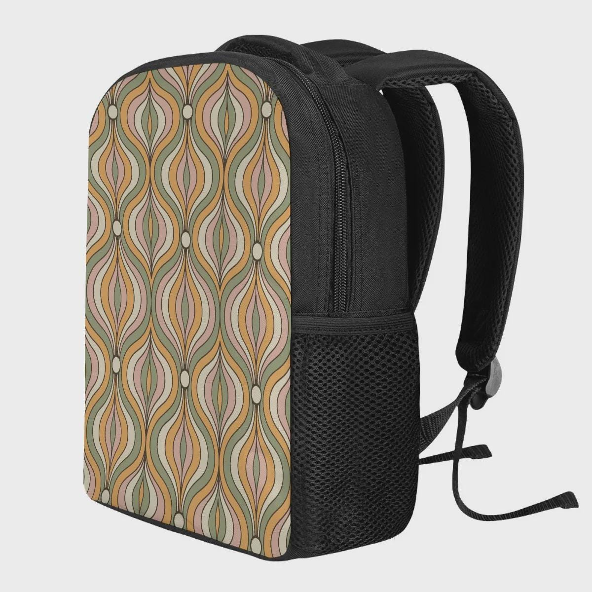 Vampire Art Mid Century-Inspired Student Backpack available in 3 sizes - Delicate Retro Geometric Pattern