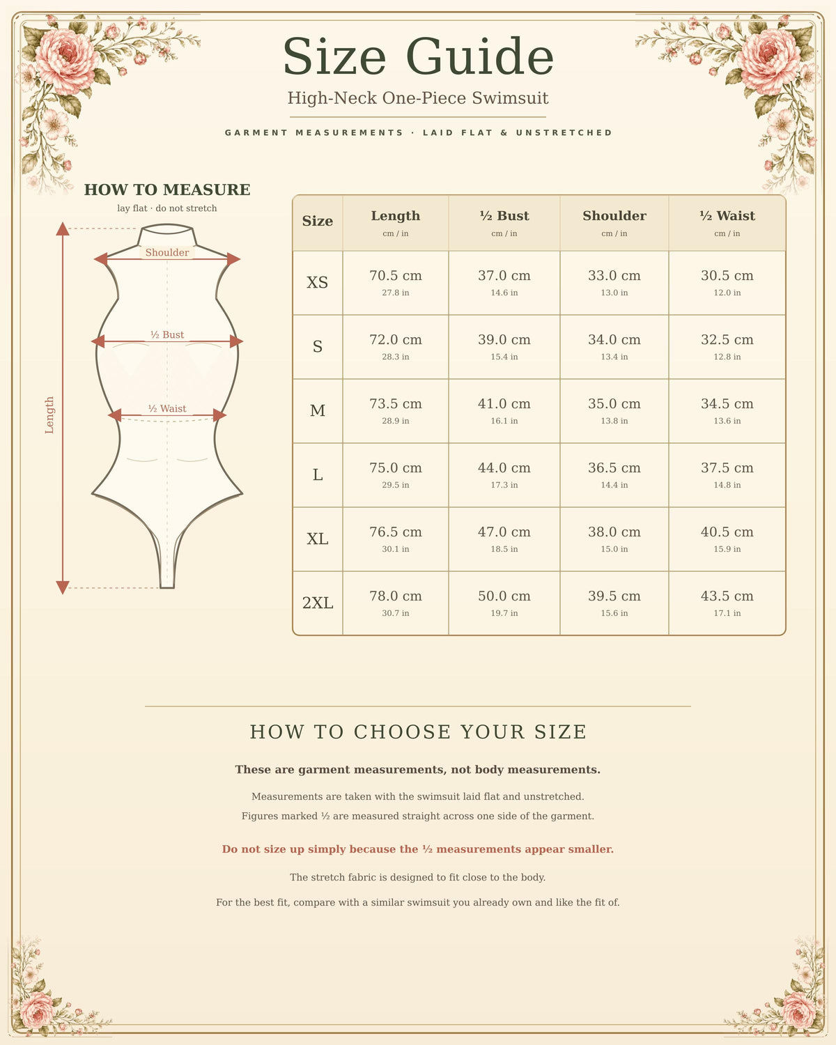 Brown Botanical High Neck Swimsuit, Pre-Raphaelite Autumn Floral One Piece Swimwear