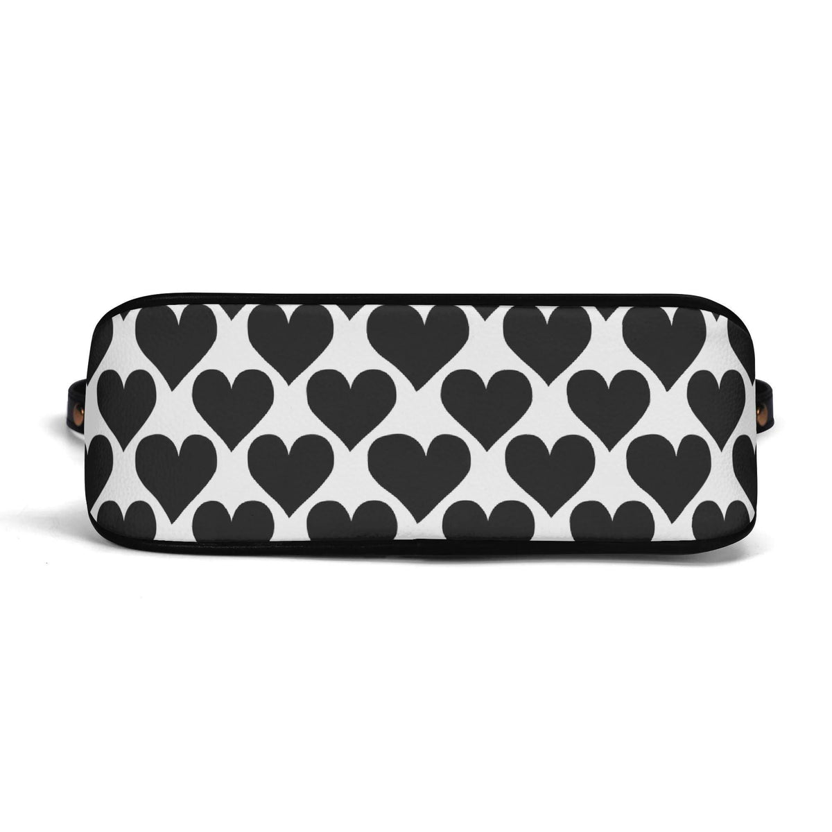 Retro Printed Shoulder Bag, Black Hearts Houndstooth Vegan Leather Handbag with Chain