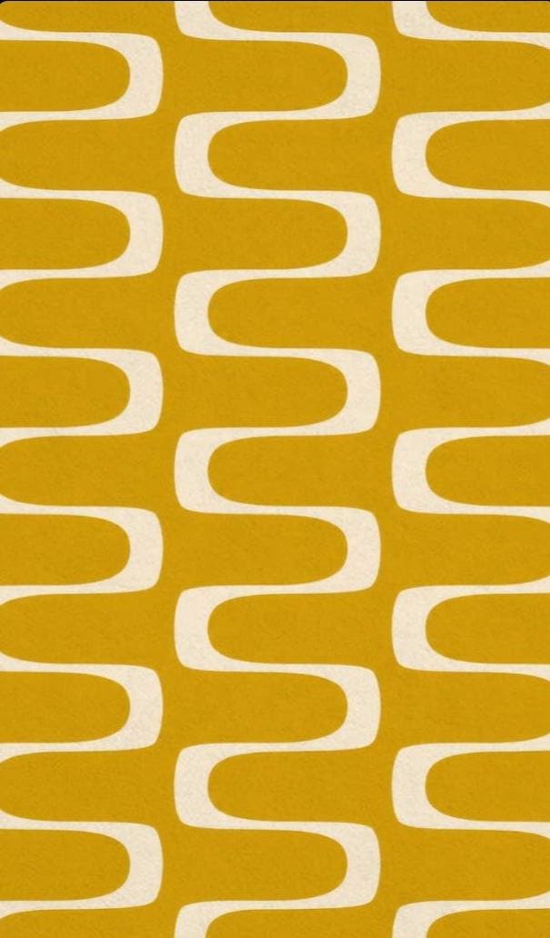 Mustard Yellow Mid-Century Area Rug | Retro Wavy Lake House Floor Mat (36 x 60 in)