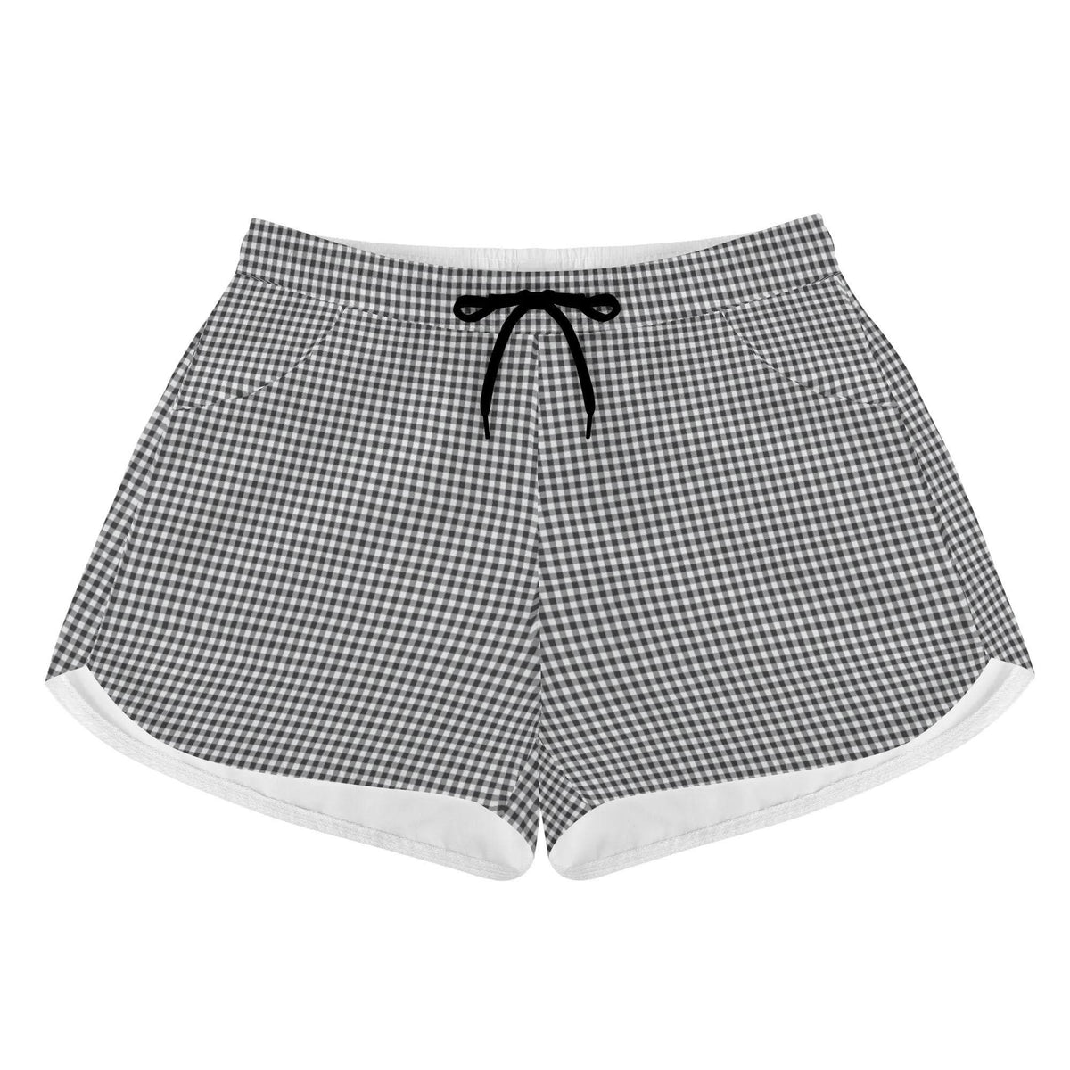 Lightweight Women’s Swim Board Shorts, Drawstring Beach-Shorts with Pockets | Retro Gingham - Shorts Only