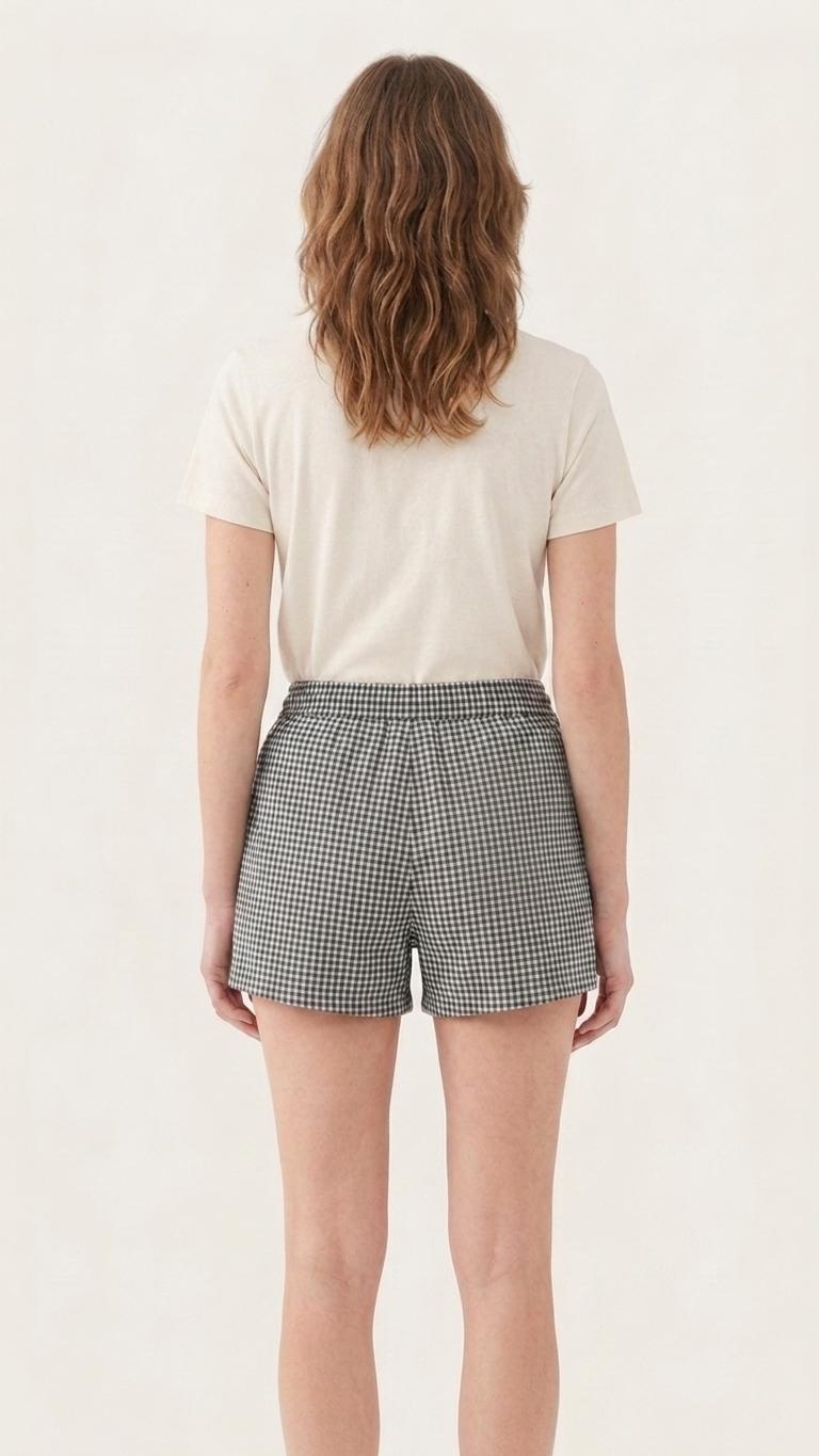 Lightweight Women’s Swim Board Shorts, Drawstring Beach-Shorts with Pockets | Retro Gingham - Shorts Only