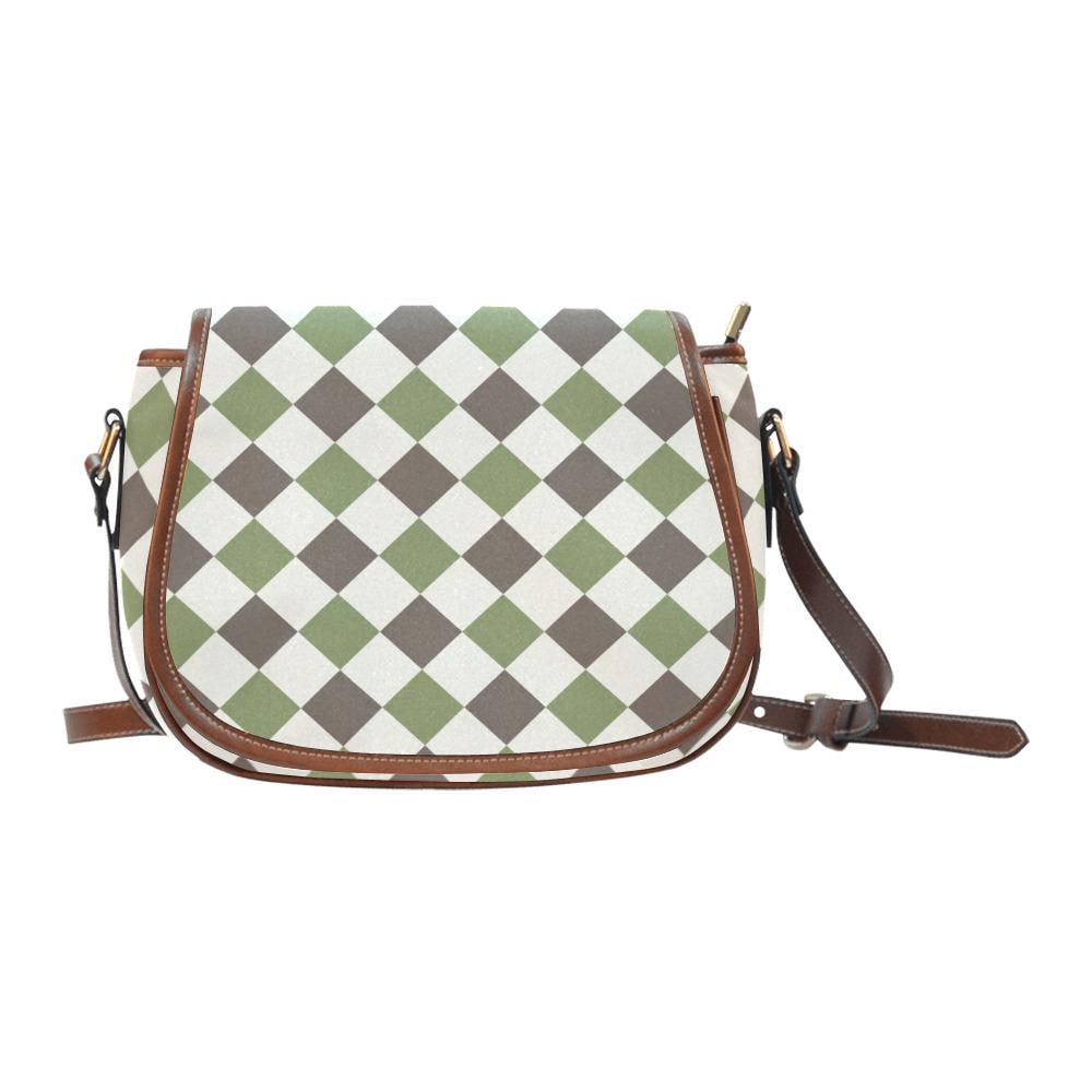 Vintage Saddle Crossbody Bag, Retro Boho Shoulder Purse - Harlequin