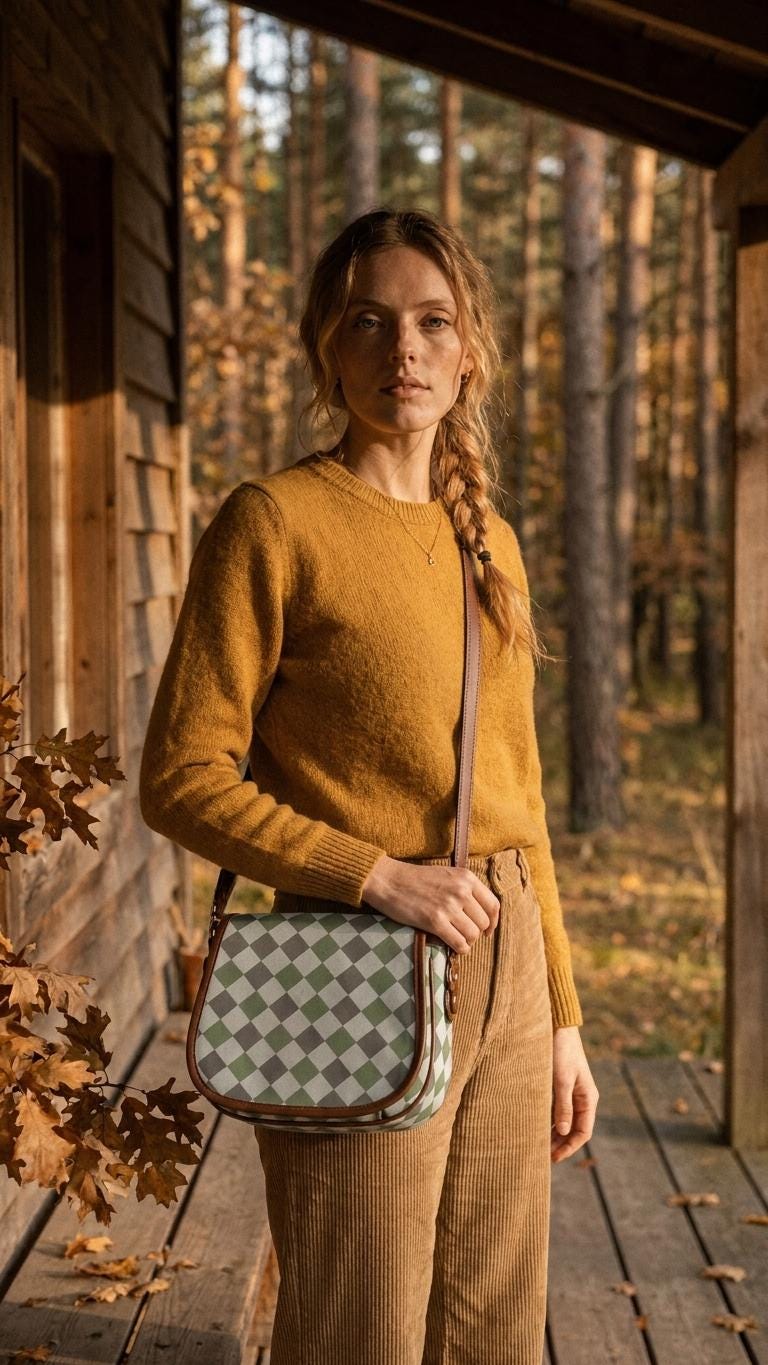 Vintage Saddle Crossbody Bag, Retro Boho Shoulder Purse - Harlequin