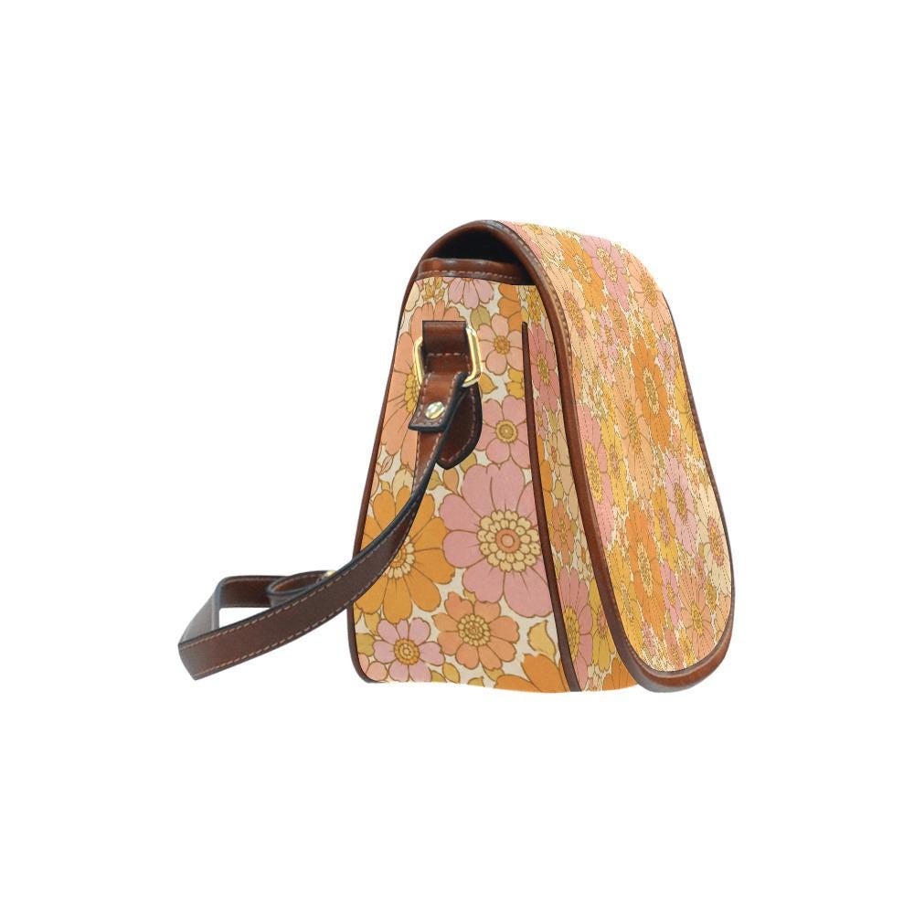 Vintage Saddle Crossbody Bag, Retro Boho Shoulder Purse - Faded 1970s Memories