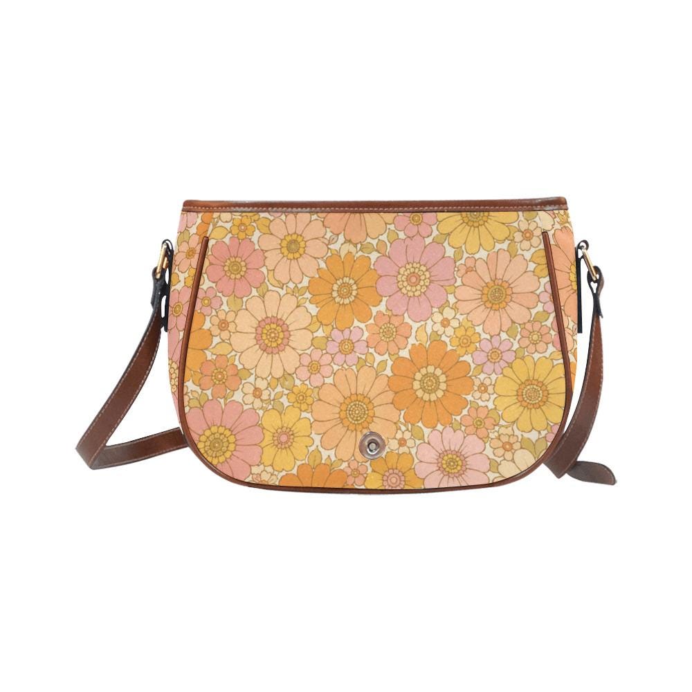 Vintage Saddle Crossbody Bag, Retro Boho Shoulder Purse - Faded 1970s Memories