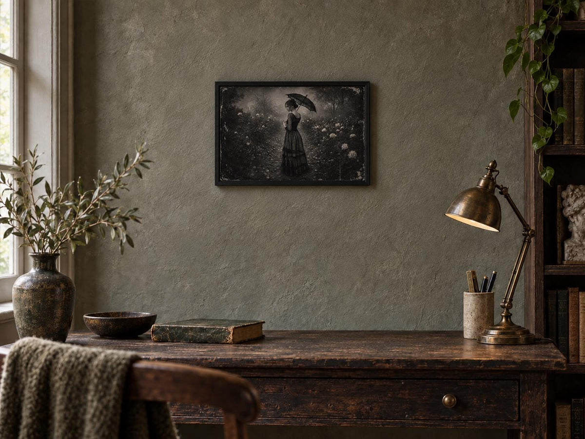 Victorian Gothic Wall-Art, Dark Romantic Print, Faux-Vintage Dark Academia Poster, Framed or Unframed