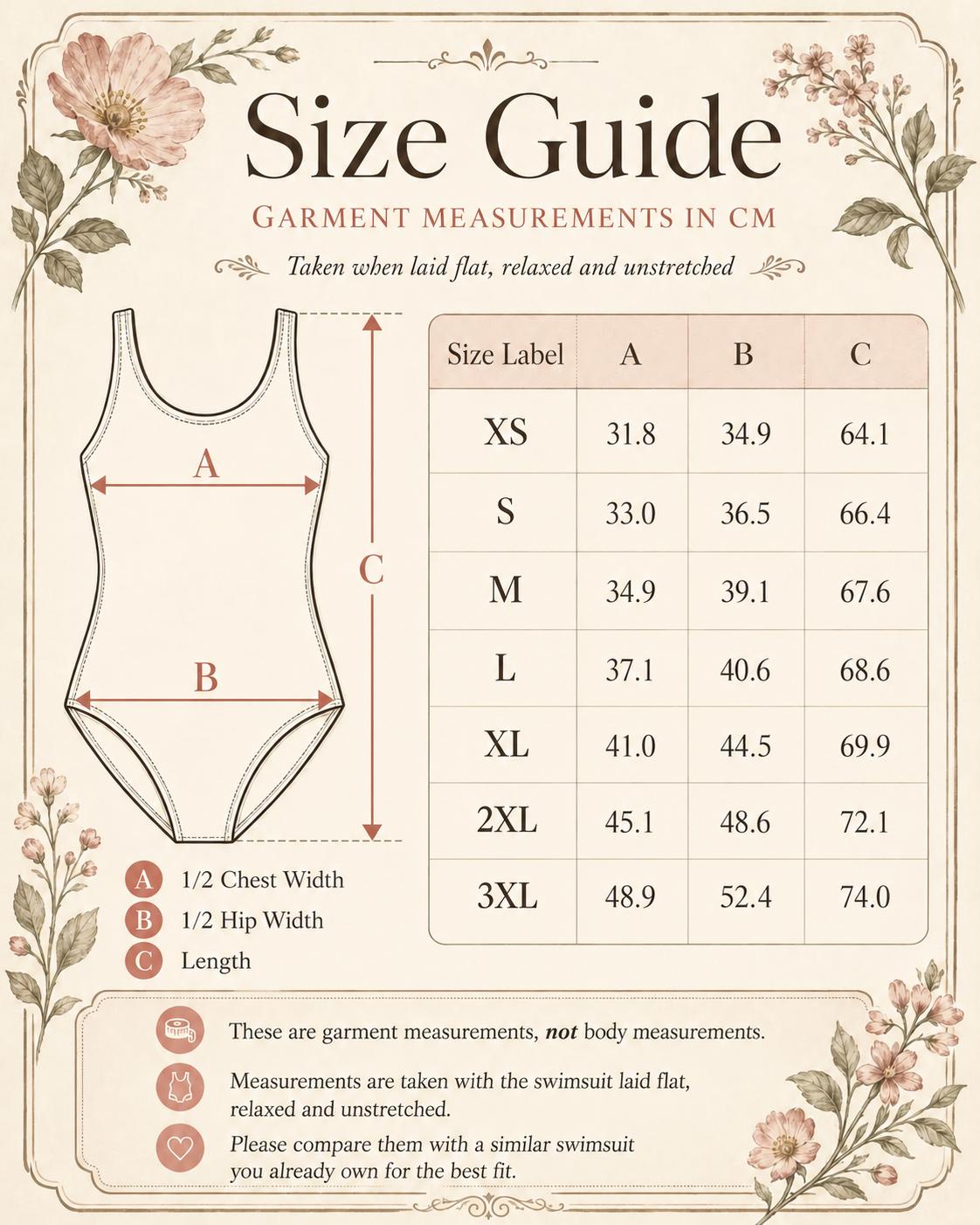 Vintage-Inspired Classic One-Piece Swimsuit, Floral Bathing Suit, Low Scoop Back, 1970s Boho Flowers