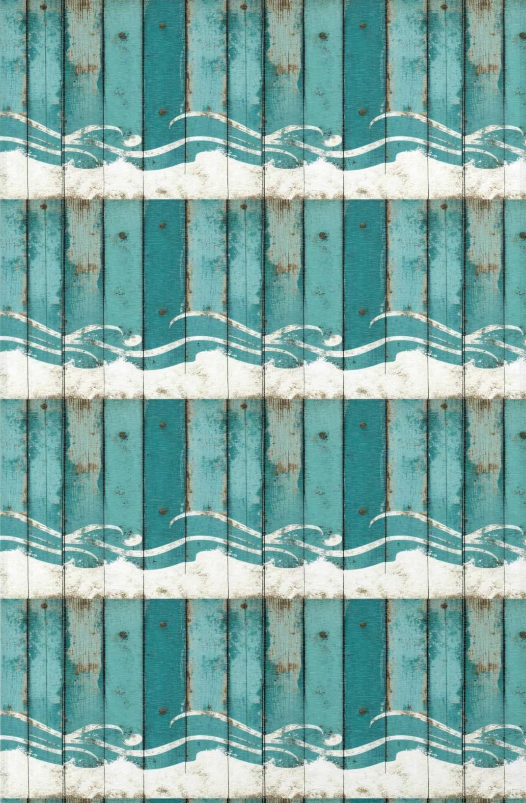 Teal Coastal Beach Hut Swimming Pool Rug | Beachy Nautical Floor Mat (36 x 60 in)