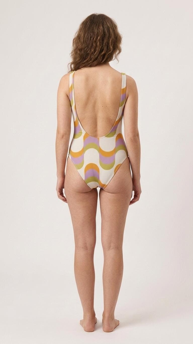 Retro Chic Classic Mid-Century Mod Wave One-Piece Swimsuit – Scoop Back
