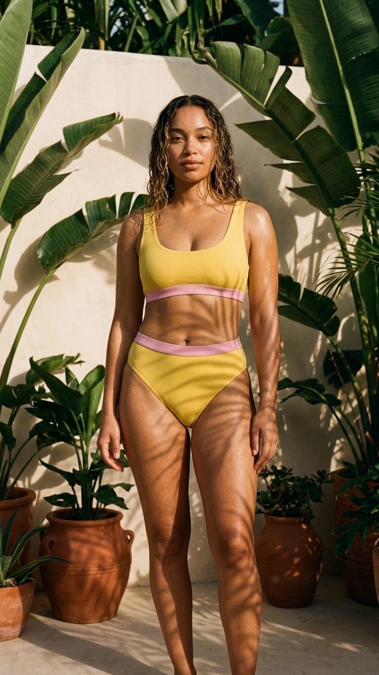 Classic Yellow Sporty Sexy Bikini – High-Waisted Swimsuit, Scoop-Neck Crop-Top, Flattering High-Leg