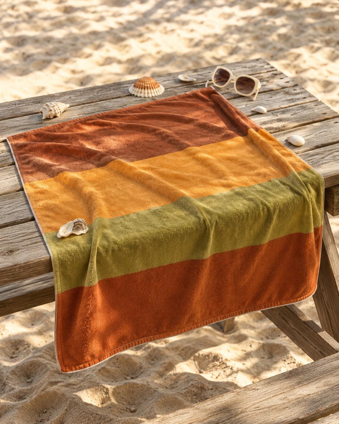 Retro 70s Beach Towel, Large Vintage-Style Polyester Quick-Dry Terry Pool Towel, Various Designs