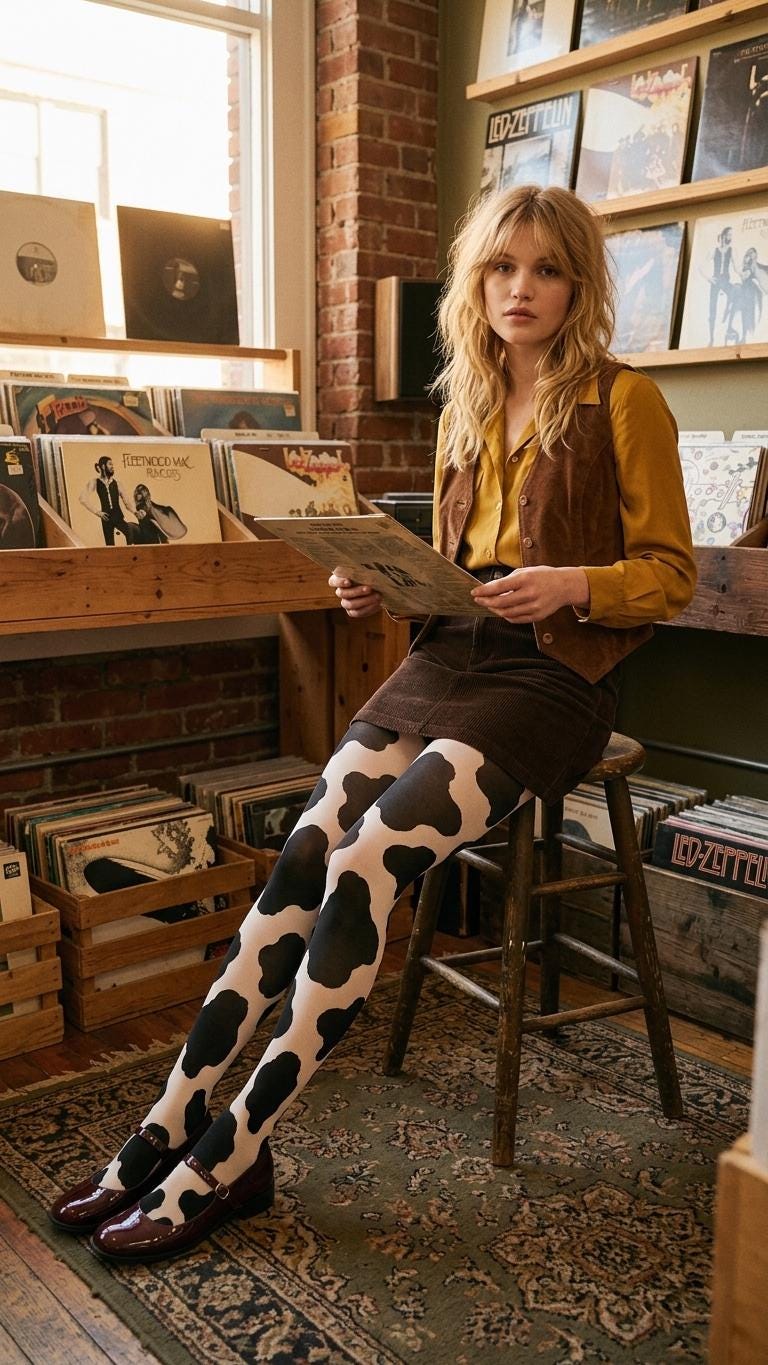Retro Patterned Tights 2-Pack, Mix and Match Designs, Lightweight Stretch Hosiery