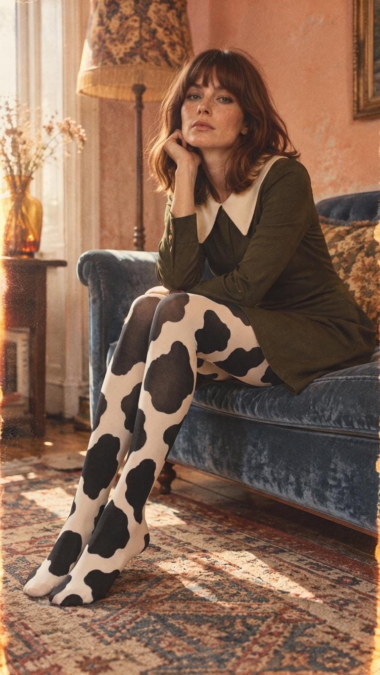 Retro Patterned Tights 2-Pack, Mix and Match Designs, Lightweight Stretch Hosiery