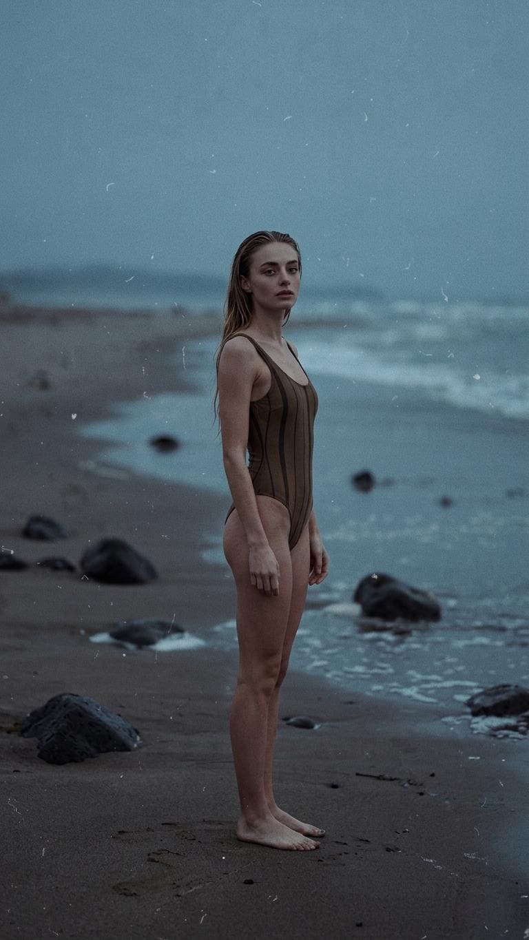 Open-Back One-Piece Swimsuit | Women's Bathing Suit | Fall Lakehouse Retro Swimwear | Dark Academia Pinstripe
