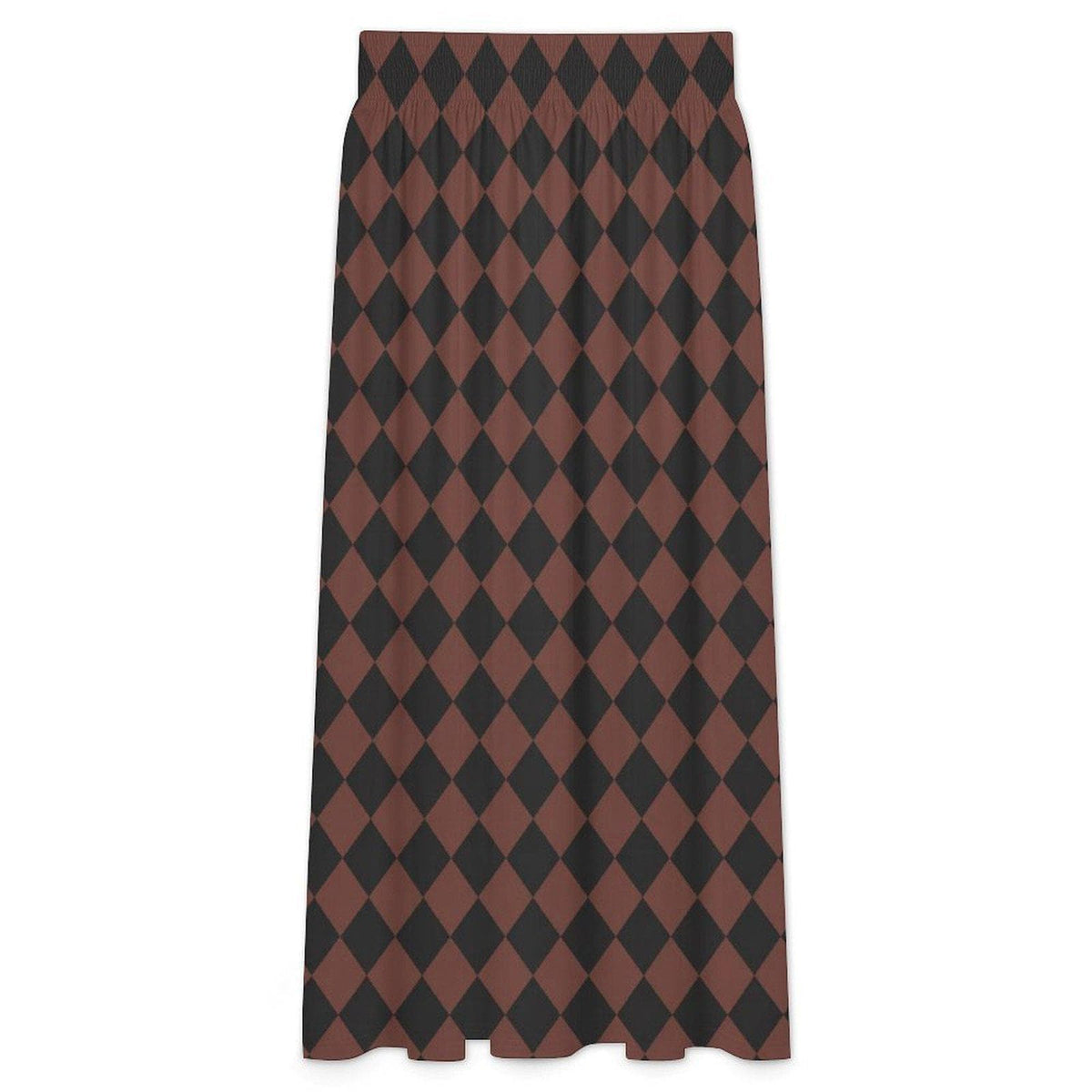 Brown Diamonds High Waist Maxi Skirt, Vintage Inspired Boho Long Skirt